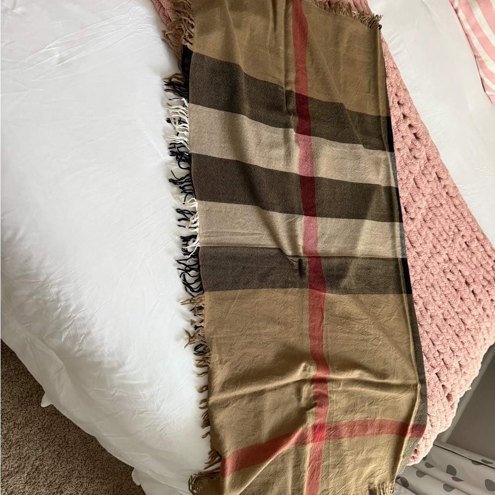 Burberry Tan Fringe Scarf